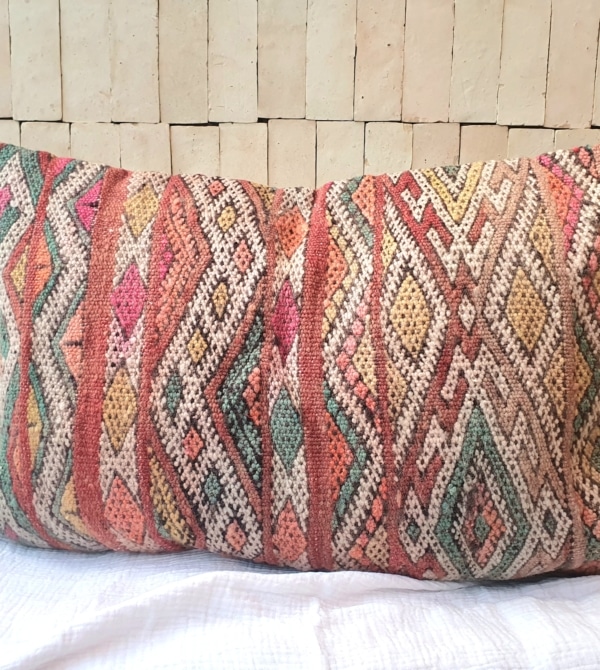 Coussin Berbère Marocain vintage coloré fait main