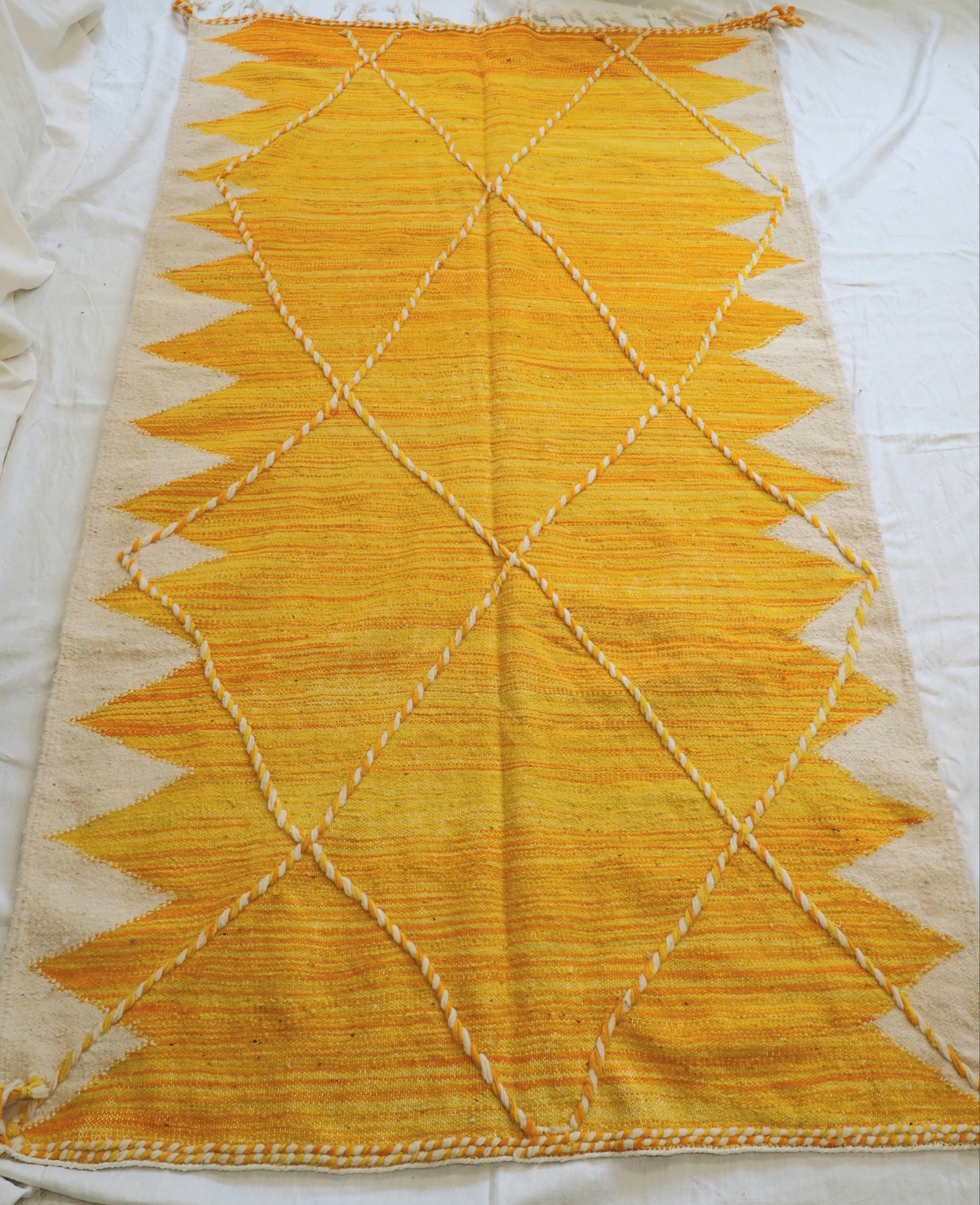 Grand tapis artisanal Marocain kilim tissé plat
