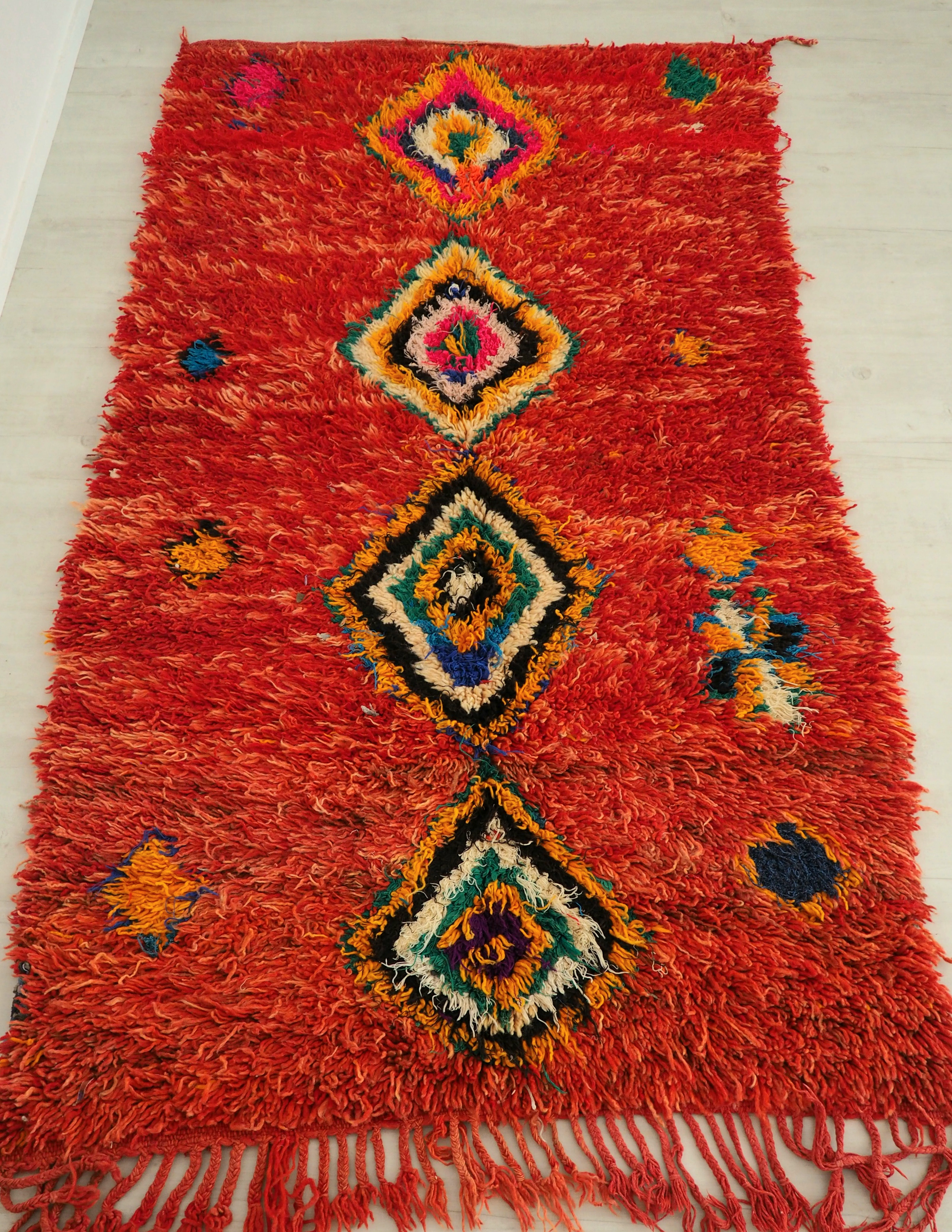 Authentic berber moroccan red wool carpet