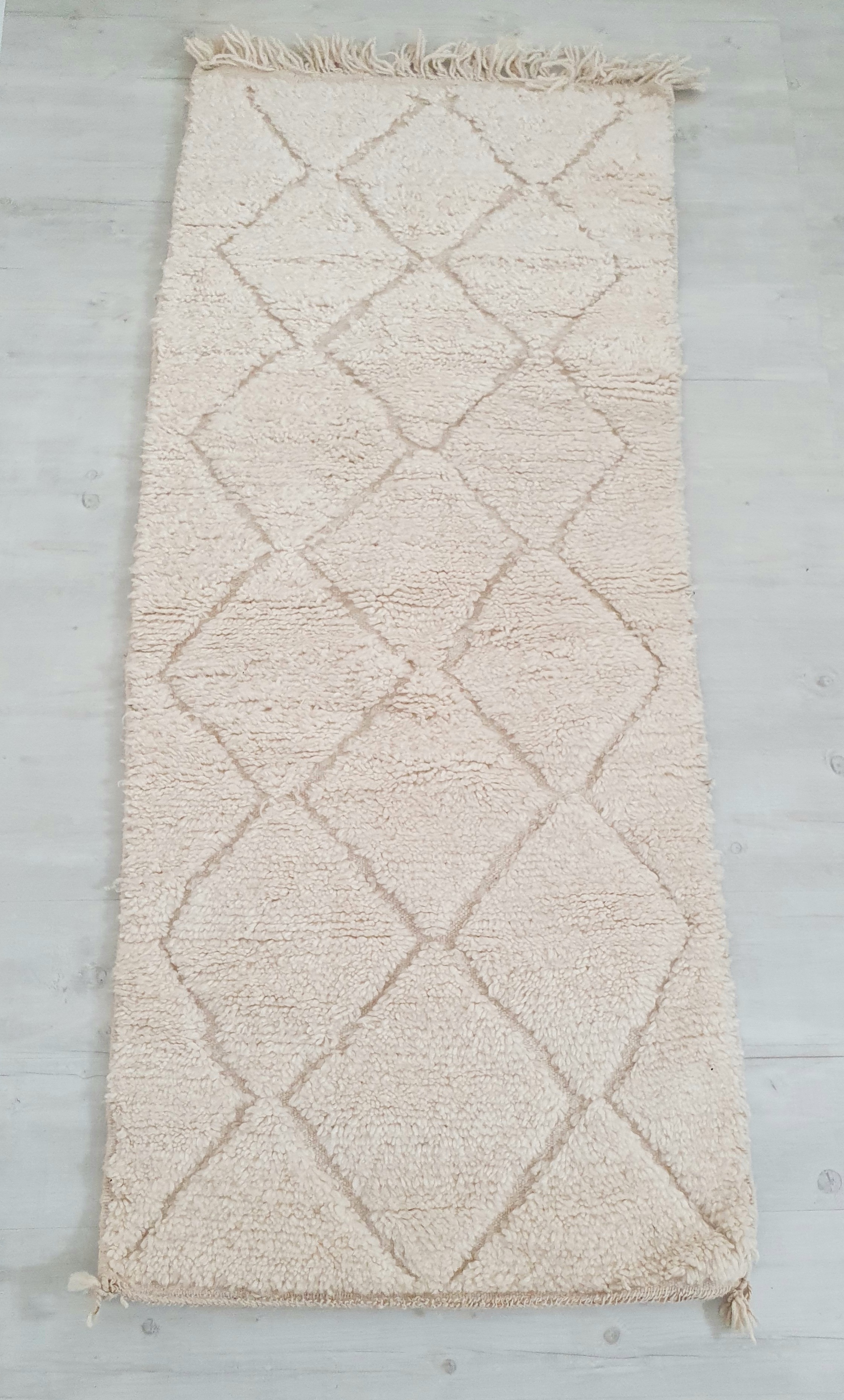 Authentic berber moroccan white wool carpet