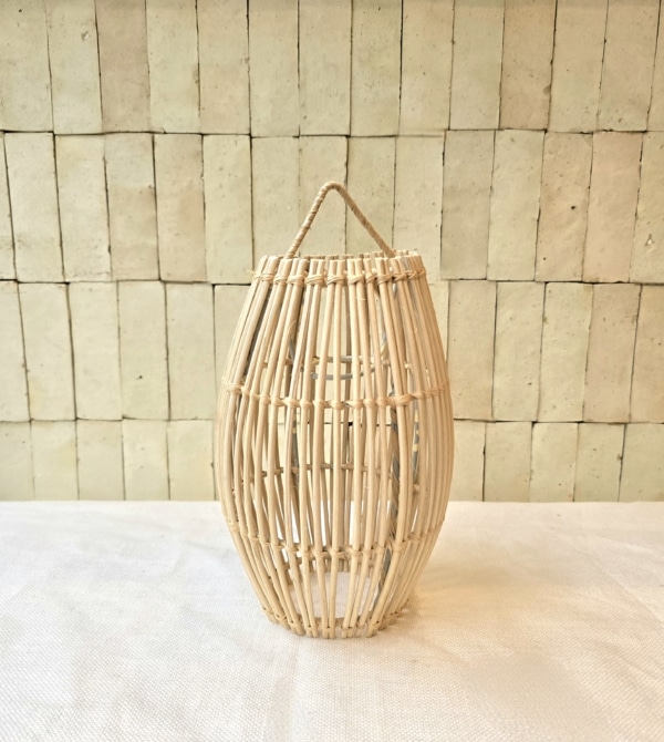Abat jour ajouré tressé main, en rotin brut