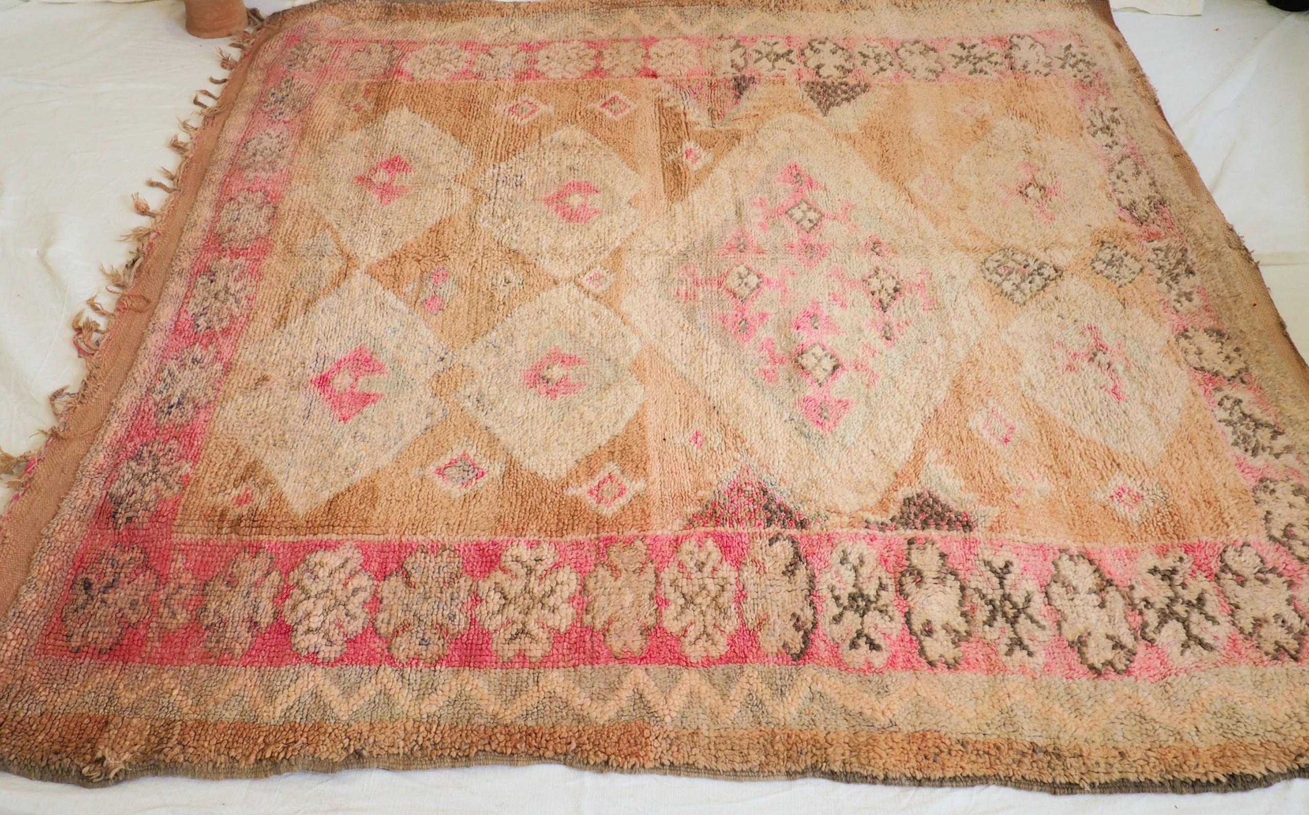 Authentic Berber Moroccan vintage wool pink rug