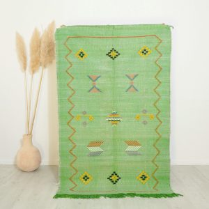 Tapis berbère Marocain fait main en soie de cactus