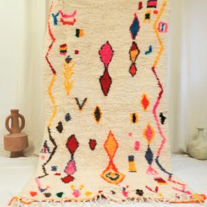 Tapis 100% pure laine fait main au Maroc aux motifs Berbère multicolores