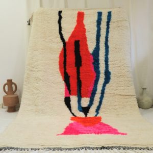 Grand tapis 100% pure laine fait main au Maroc aux motifs graphiques style contemporain