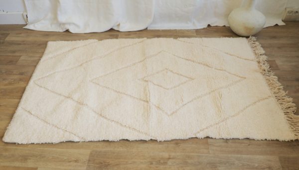 Authentic Berber Moroccan white wool rug