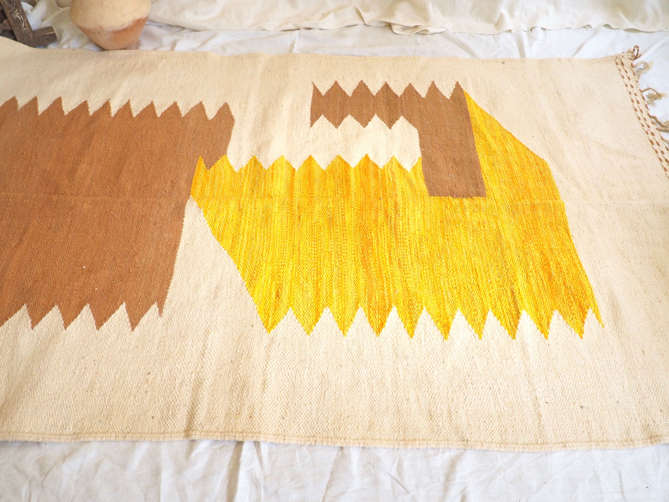 Authentic Berber Moroccan color block wool rug