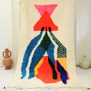 Tapis 100% pure laine fait main au Maroc aux motifs blocs multicolores