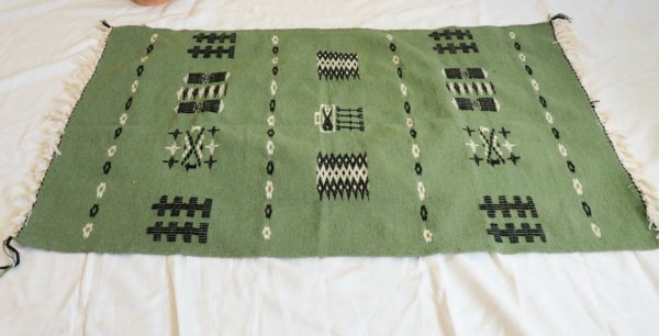 Authentic Berber Algerian green wool carpet