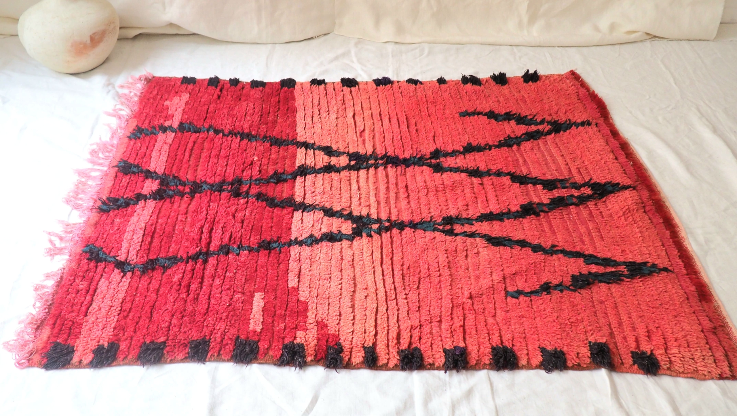Authentic Berber Moroccan red and pink carpet