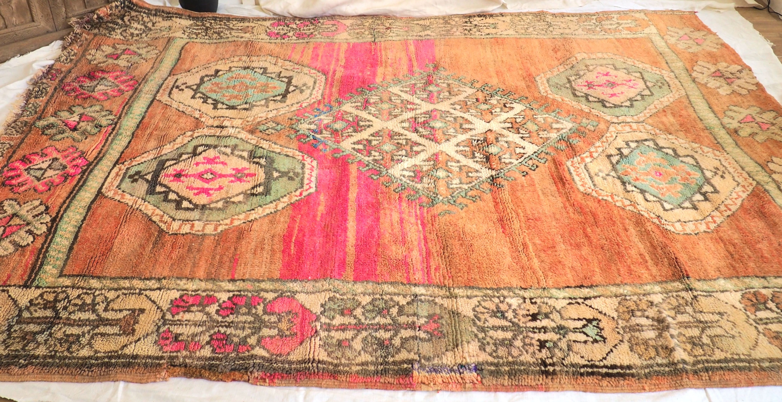 Authentic Berber Moroccan vintage wool pink rug