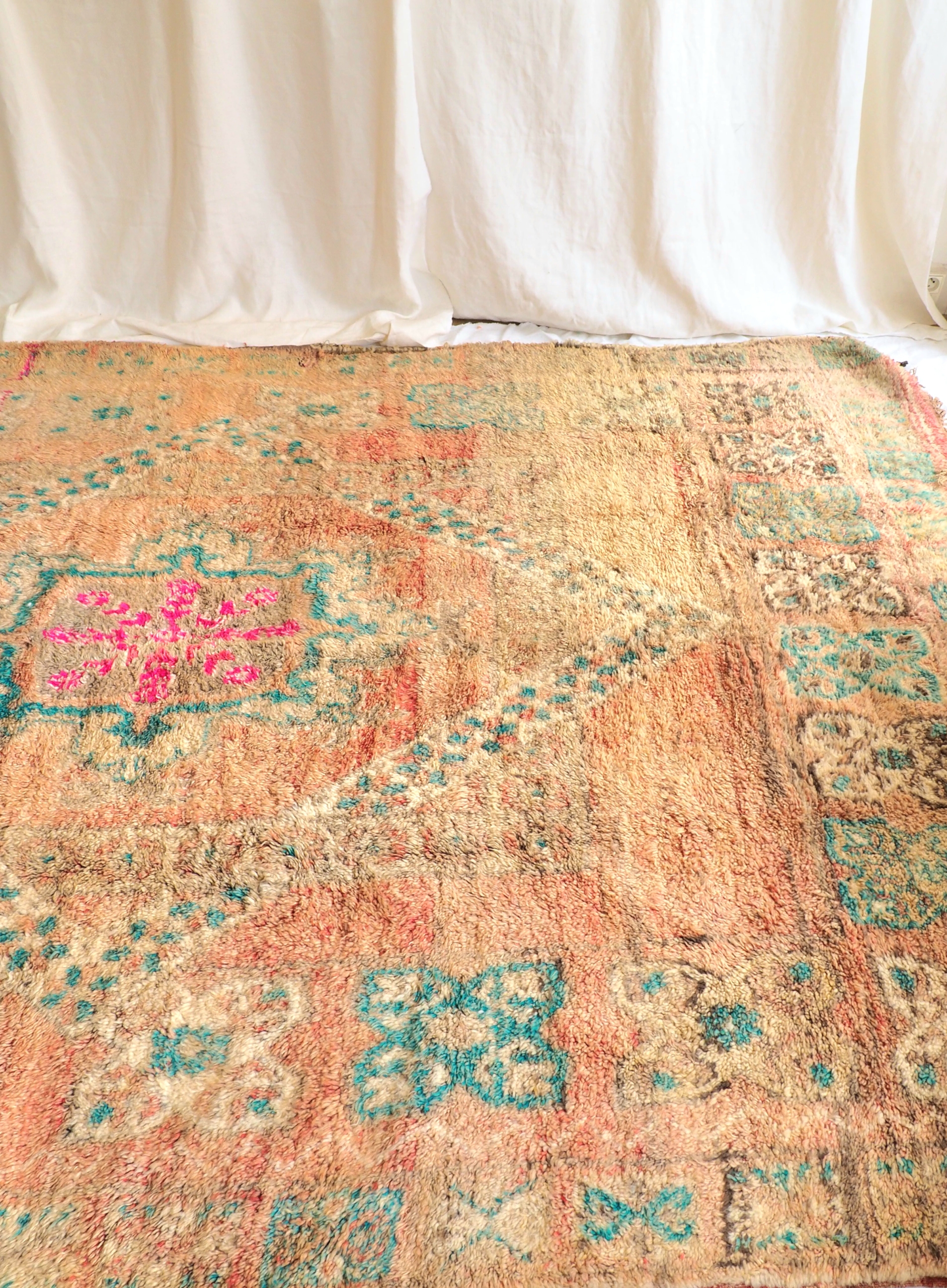 Authentic Berber Moroccan vintage pink wool rug