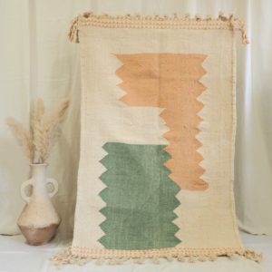 Tapis Color block 100% laine vierge de mouton