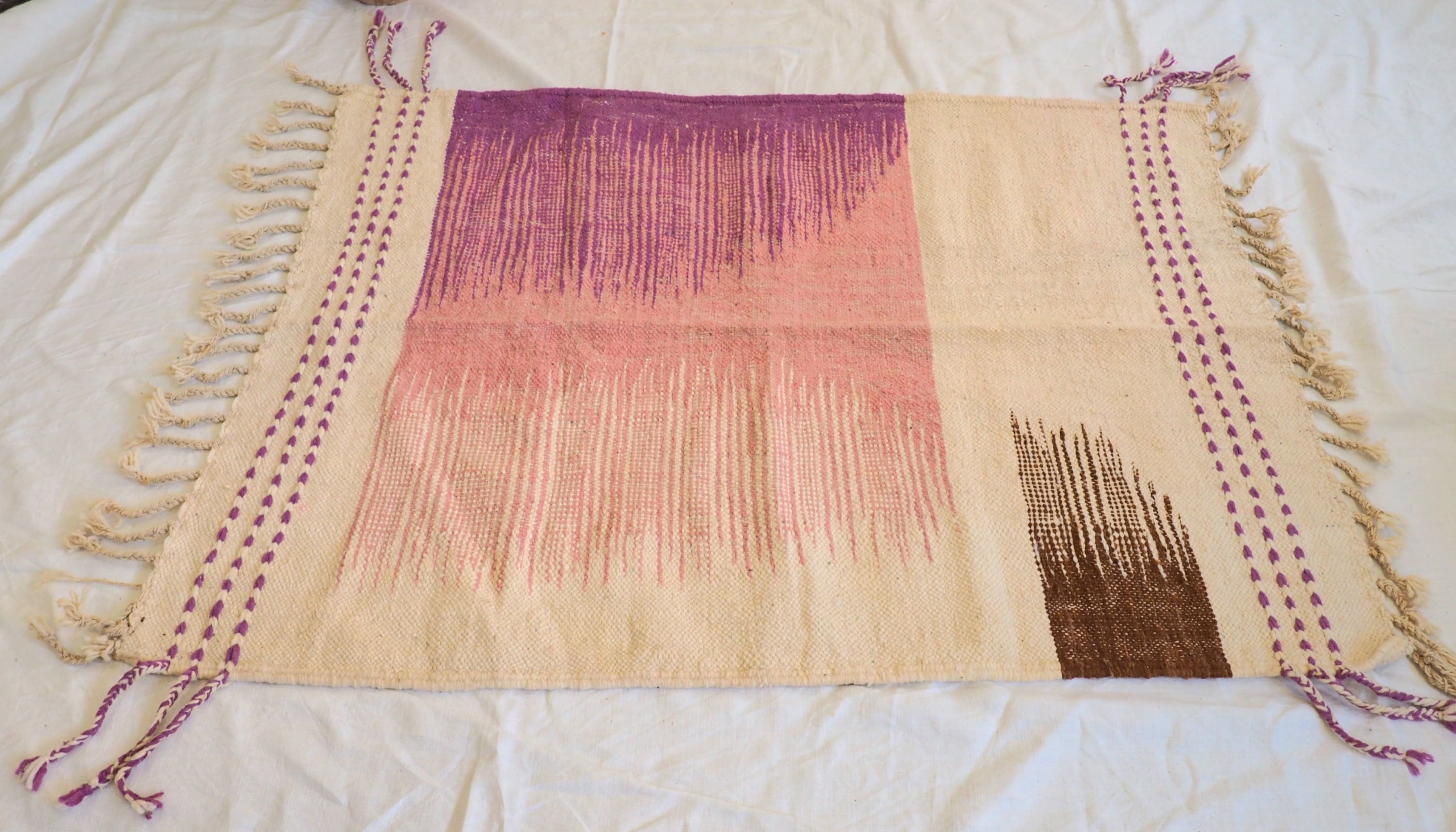 Authentic Berber Moroccan pink wool carpet