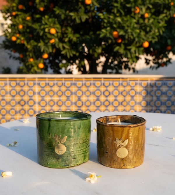Bougies artisanales parfumées saines et non toxiques senteur fleur d'oranger, parfum naturel