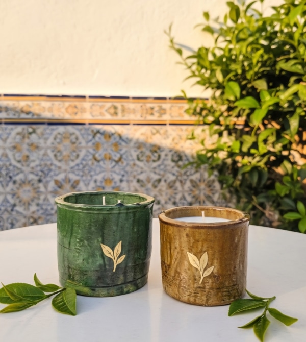 Bougies artisanales parfumées saines et non toxiques senteur thé vert, parfum naturel