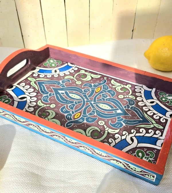 Plateau Marocain Zouaq coloré réalisé à la main idéal pour thé café