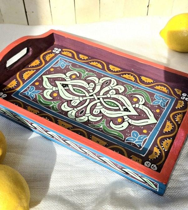 Plateau Marocain Zouaq coloré réalisé à la main idéal pour thé café
