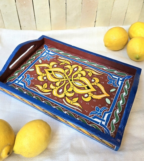 Plateau Marocain Zouaq coloré réalisé à la main idéal pour thé café