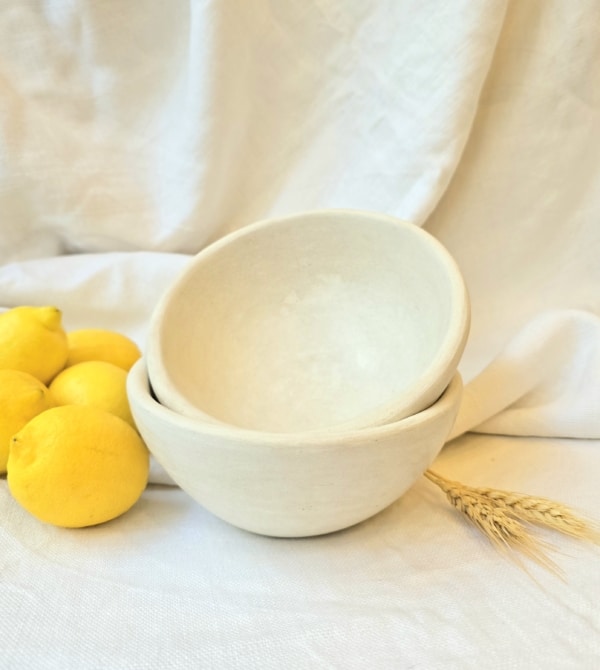 Bol artisanal du Maroc en terre cuite et enduit de chaux